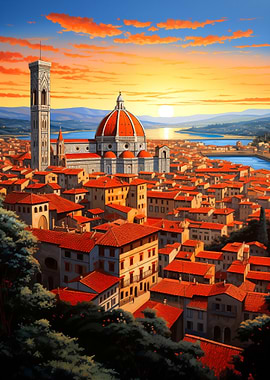 Florence cityscape at sunset