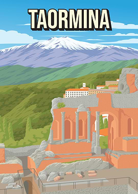 Taormina Italy Sicily Travel Poster