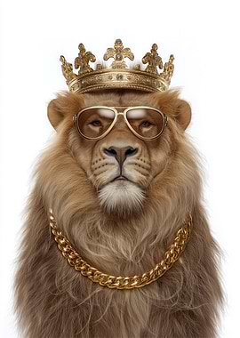 Lion King with Crown and Sunglasses