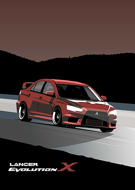 Red Lancer Evolution X Illustration