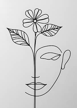 Minimalist Floral Mind Line Art