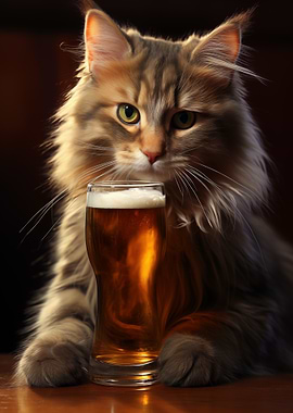 Cat with Beer Glass