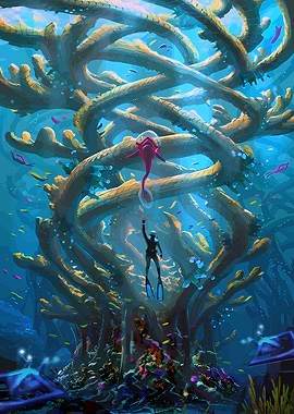 Underwater Adventure with Diver and Creature