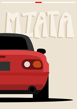 Red Miata Car Minimalist Poster