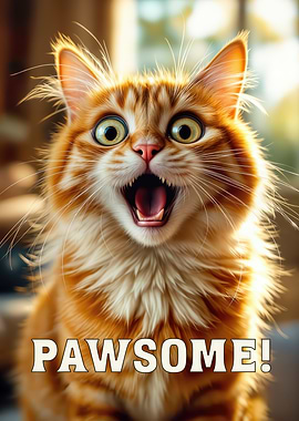 Pawsome Orange Funny Cat Portrait