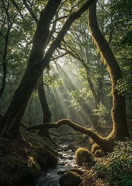 Sunlit Forest Stream