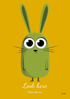 Look Here Bunny Kids Wall Art