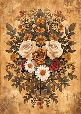 Vintage Floral Bouquet Art