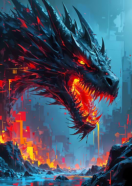 Fiery Dragon Digital Art