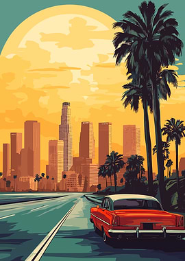 Los Angeles Retro Skyline