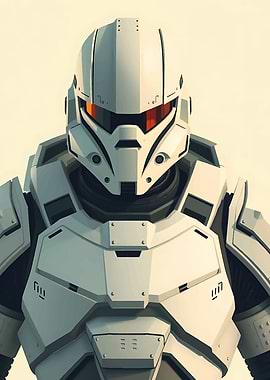 Futuristic White Armored Soldier Portrait