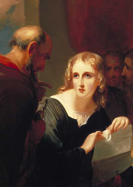 Historical Painting of a Woman with Letter