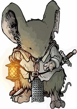 Mouse Warrior with Lantern and Sword