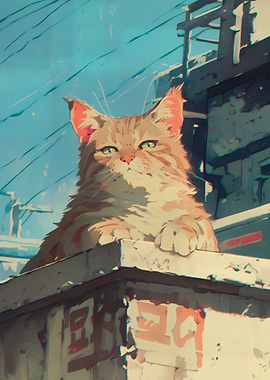 Orange Cat on Building Ledge