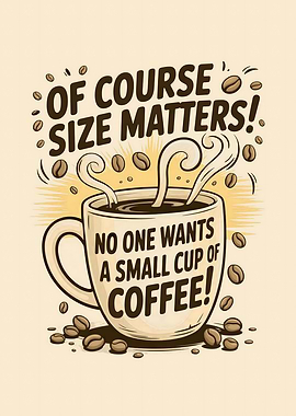 Coffee Size Matters Funny Wall Art