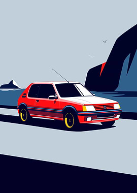 Red 205 GTI Hot Hatch French Racer