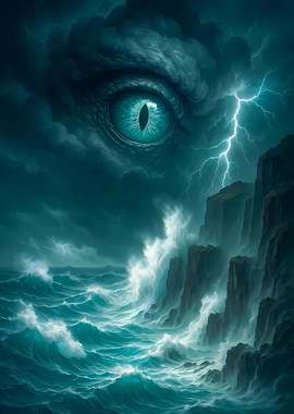 Stormy Sea with Giant Eye