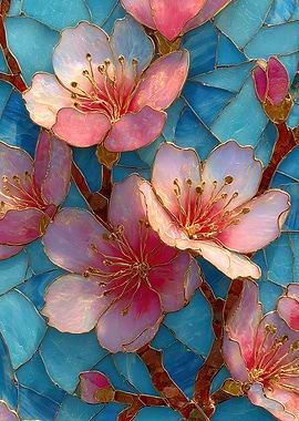 Stained Glass Cherry Blossoms