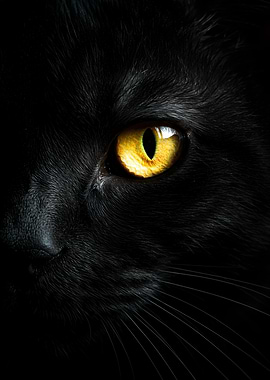 Black Cat with Golden Eye