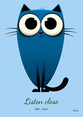 Listen Close Cat Kids Wall Art