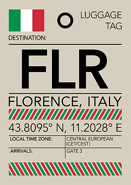 FLR Florence, Italy Airport Luggage Tag