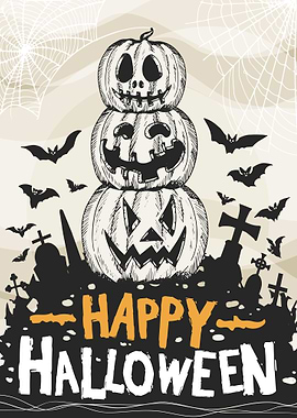 Happy Halloween Pumpkin Stack