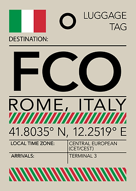FCO Rome, Italy Airport Luggage Tag