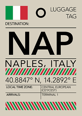 NAP Naples, Italy Airport Luggage Tag