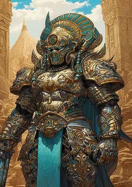 Ancient Egyptian Warrior in Golden Armor
