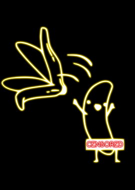 Neon Banana Peel Slip Cartoon
