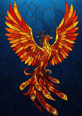 Phoenix Stained Glass Illustration
