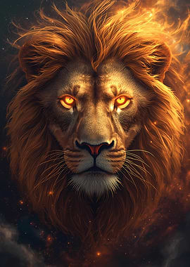 Fiery Lion Portrait