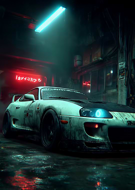 Supra 'The Lair' Poster, JDM Wall Art, Cyberpunk Garage Decor