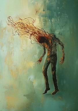 Abstract Figure with Exploding Head Painting