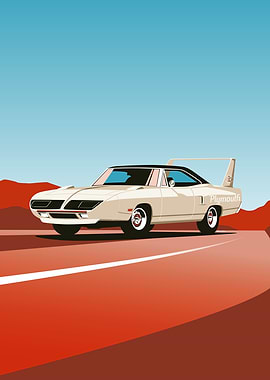 Plymouth Superbird on Desert Road