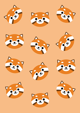 Cute Red Panda Pattern Background