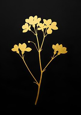 Golden Flower on Black Background