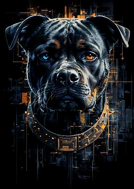 Cyberpunk Rottweiler Portrait