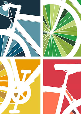 Colorful Bicycle Parts Collage
