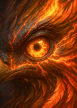 Fiery Eagle Eye Close-Up