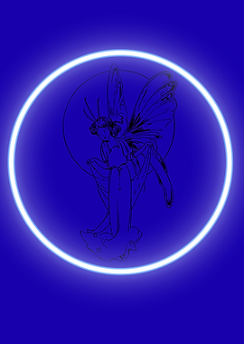Blue Fairy in Neon Circle