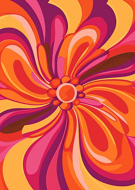 Retro Swirl Flower Power Pattern