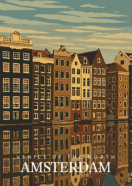 Amsterdam Canal Houses Poster – Netherlands Travel Print