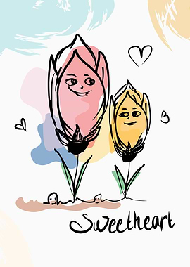 Sweetheart Flowers with Faces