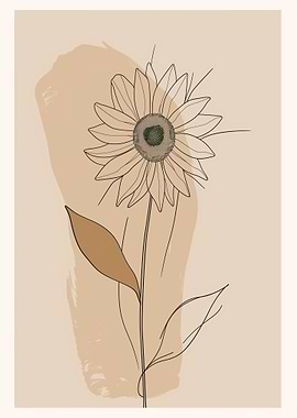 Minimalist Sunflower Line Art