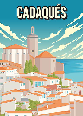Cadaqués Cityscape Travel Poster Art