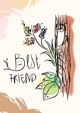 Best Friend Floral Illustration
