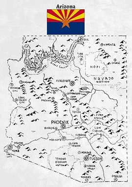 Hand Drawn Map of Arizona