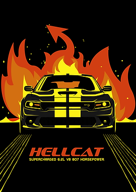 Hellcat Charger Supercharged American Muscle Car