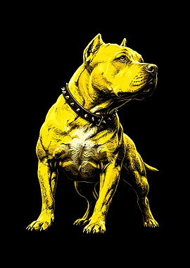 Golden Pitbull with Spiked Collar